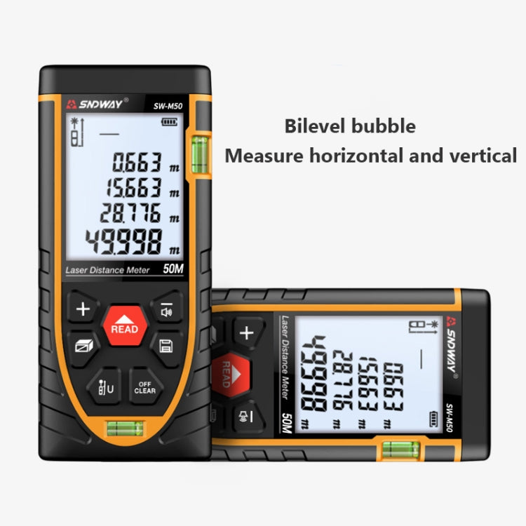SNDWAY SW-M50 Laser Distance Meter Infrared Measuring Instrument, Distance: 50m