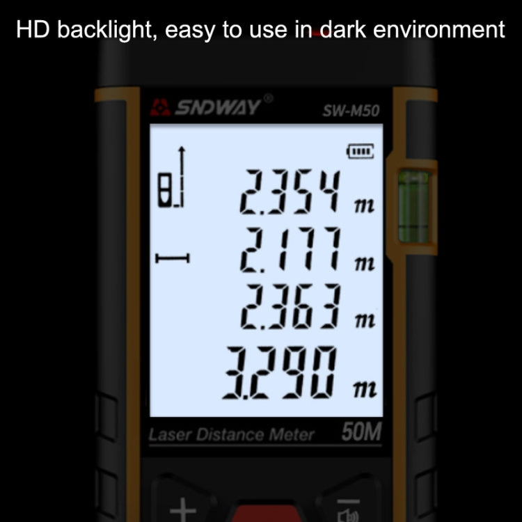 SNDWAY SW-M50 Laser Distance Meter Infrared Measuring Instrument, Distance: 50m