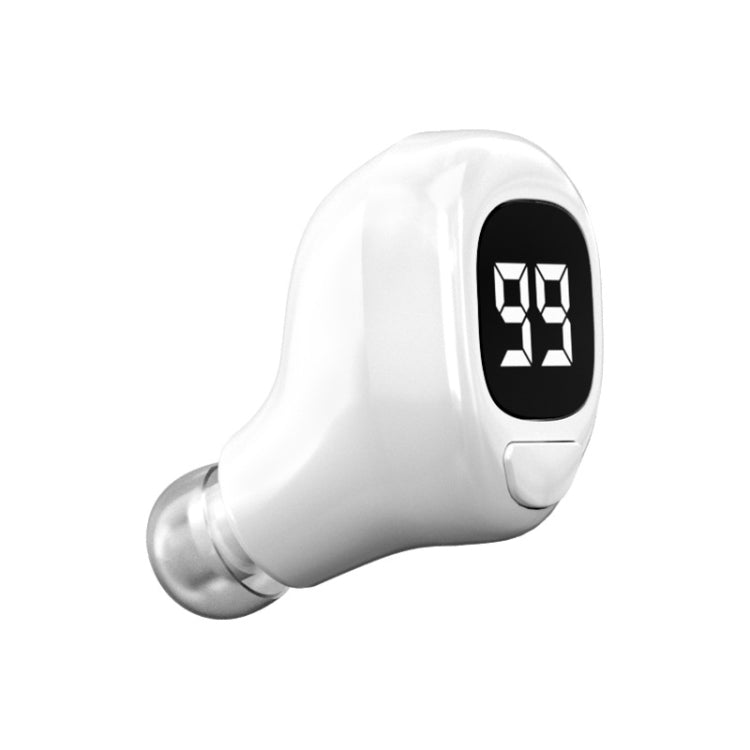 F6 Bluetooth Headset Mini Invisible Ear Business Digital Display Earphone(White)