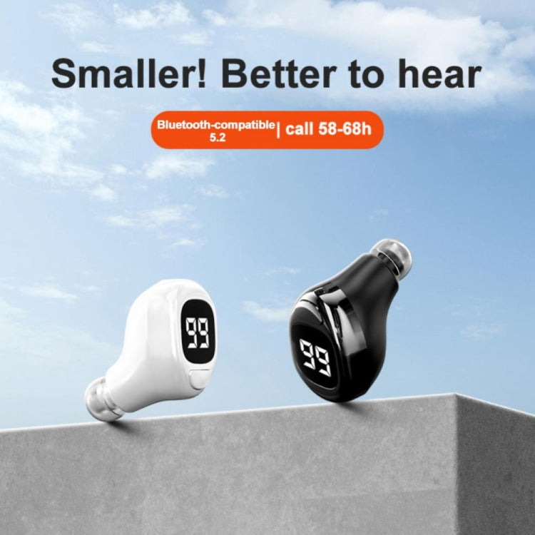 F6 Bluetooth Headset Mini Invisible Ear Business Digital Display Earphone(White)