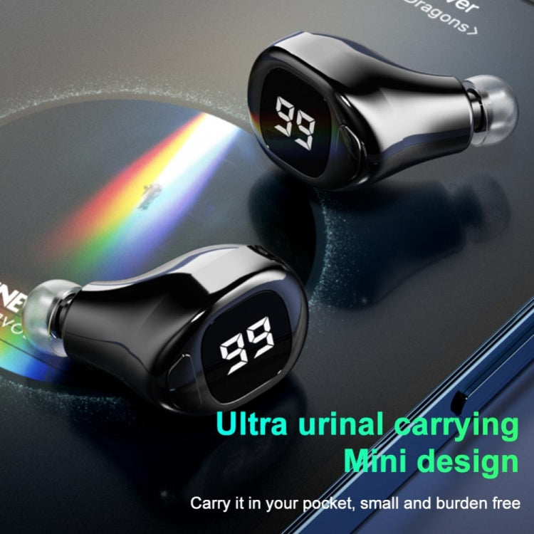 F6 Bluetooth Headset Mini Invisible Ear Business Digital Display Earphone(White)