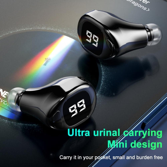 F6 Bluetooth Headset Mini Invisible Ear Business Digital Display Earphone(White)