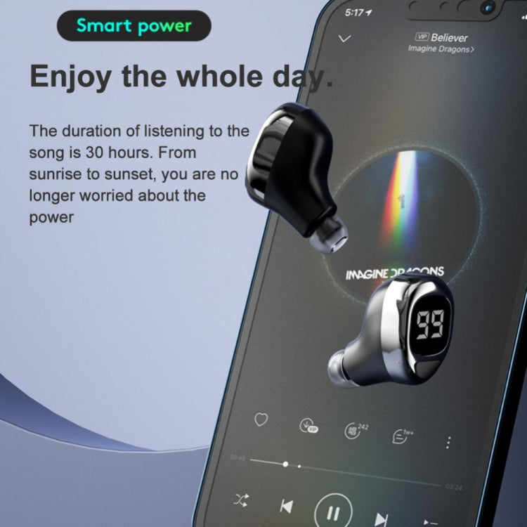 F6 Bluetooth Headset Mini Invisible Ear Business Digital Display Earphone(White)