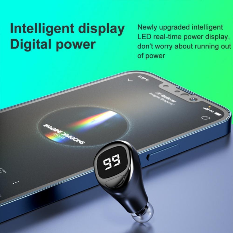 F6 Bluetooth Headset Mini Invisible Ear Business Digital Display Earphone(White)