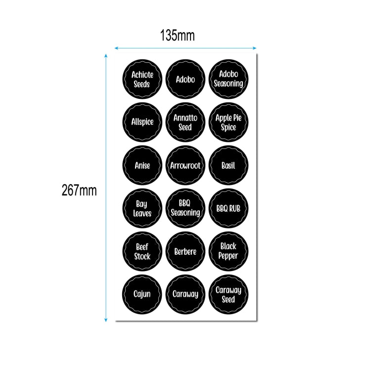 144 PCS Printed Spice Jar Labels Pantry Stickers Blackboard Stickers(Diameter 3.8cm)