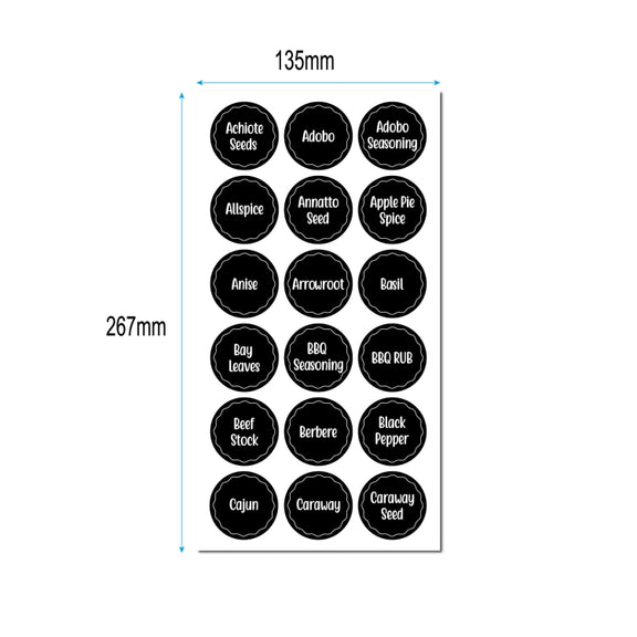 144 PCS Printed Spice Jar Labels Pantry Stickers Blackboard Stickers(Diameter 3.8cm)