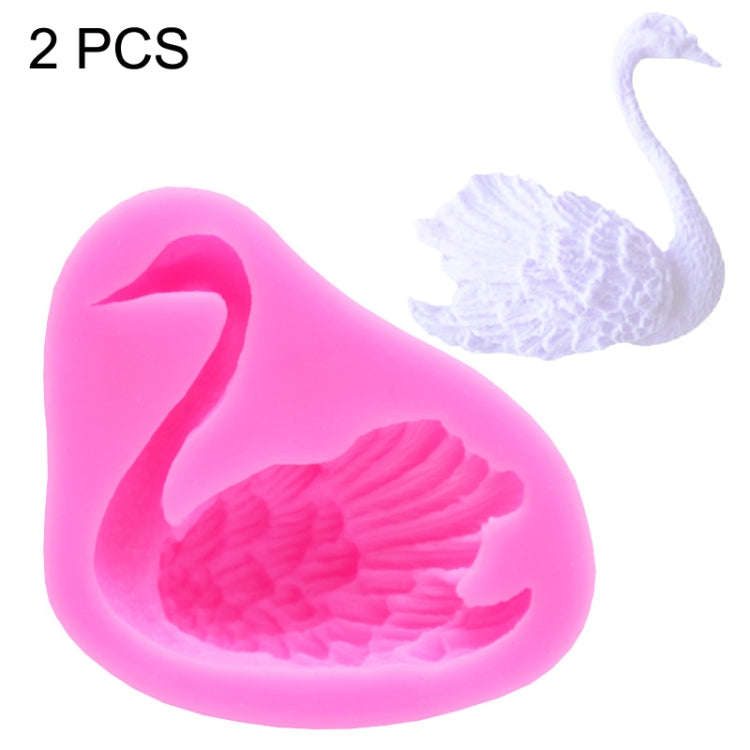 2 PCS Swan Baking Silicone Mould Cake Decorating Mould(Pink)