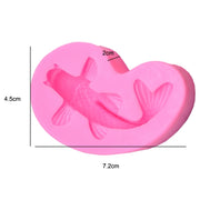2 PCS Goldfish Baking Fondant Silicone Mold Cake Decorating(Pink)