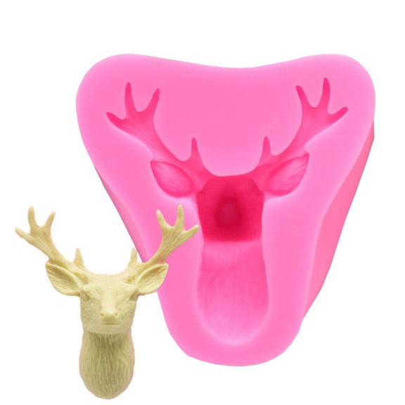 Deer Head Silicone Fondant Cake Mold(Pink)
