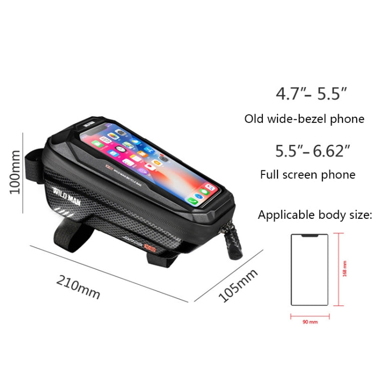 WILD MAN X2 1L Hard Shell EVA Bicycle Front Beam Bag(Black)
