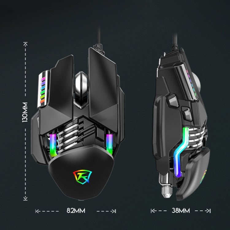 Y-FRUITFUL P3 6 Keys RGB Lighting Adjustable Wired Mouse(Black)