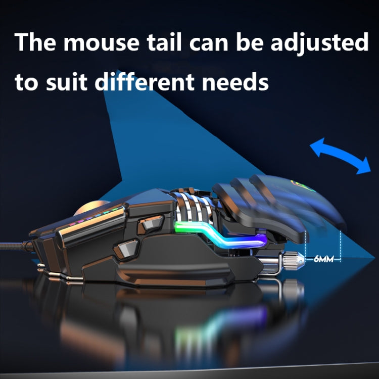 Y-FRUITFUL P3 6 Keys RGB Lighting Adjustable Wired Mouse(Black)