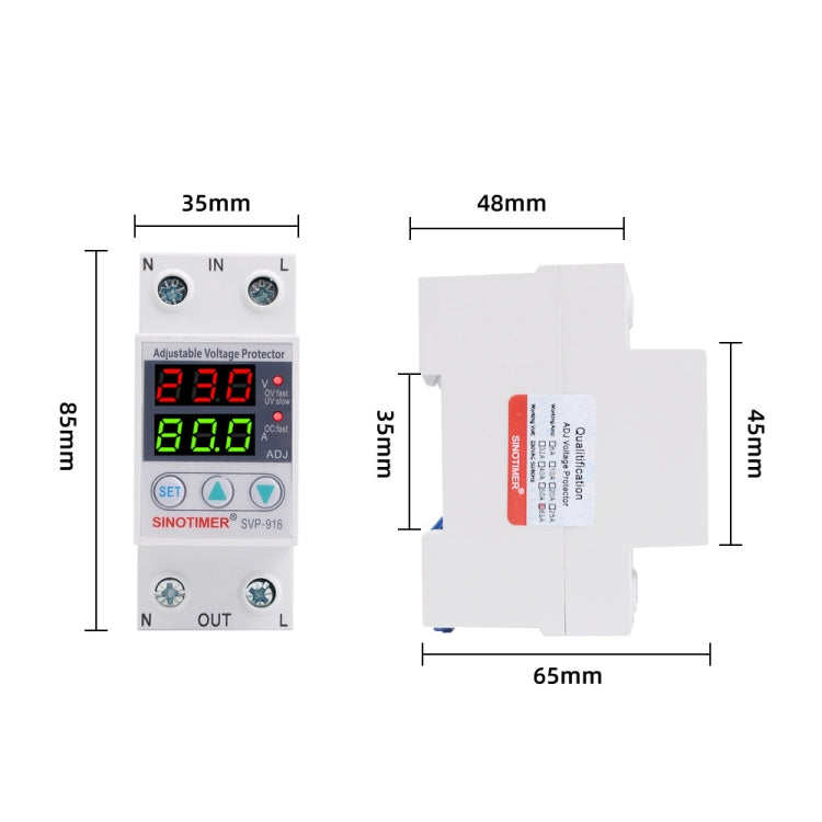 SINOTIMER SVP-916 Adjustable Self-resetting Over-voltage Under-voltage Protector, Current: 80A