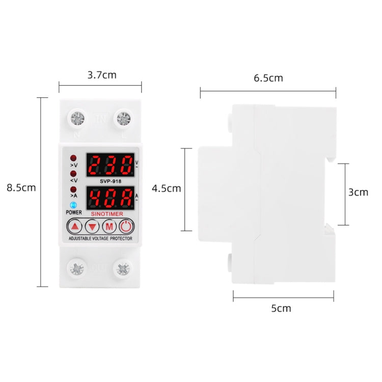 SINOTIMER SVP-918 Adjustable Self-resetting Intelligent  Over-voltage Under-voltage Protector, Current:  40A