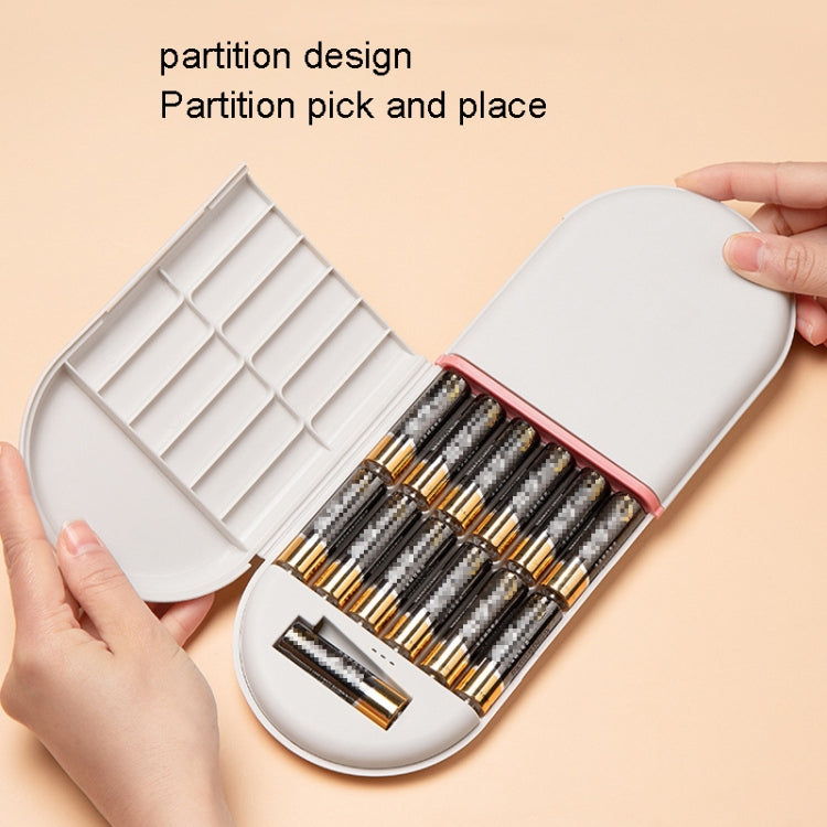 Household Battery Storage Box Data Cable Charger Storage Organizer Box, Color: Gray White Double Layer