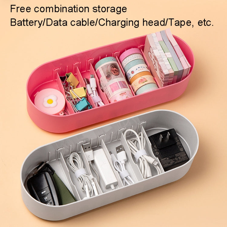 Household Battery Storage Box Data Cable Charger Storage Organizer Box, Color: Gray White Double Layer
