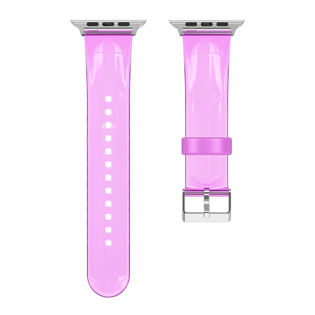 TPU Fuel Injection Watch Band For Apple Watch Series 7 41mm /6&SE&5&4 40mm /3&2&1 38mm(Transparent  Pink Purple) - Watch Bands by null