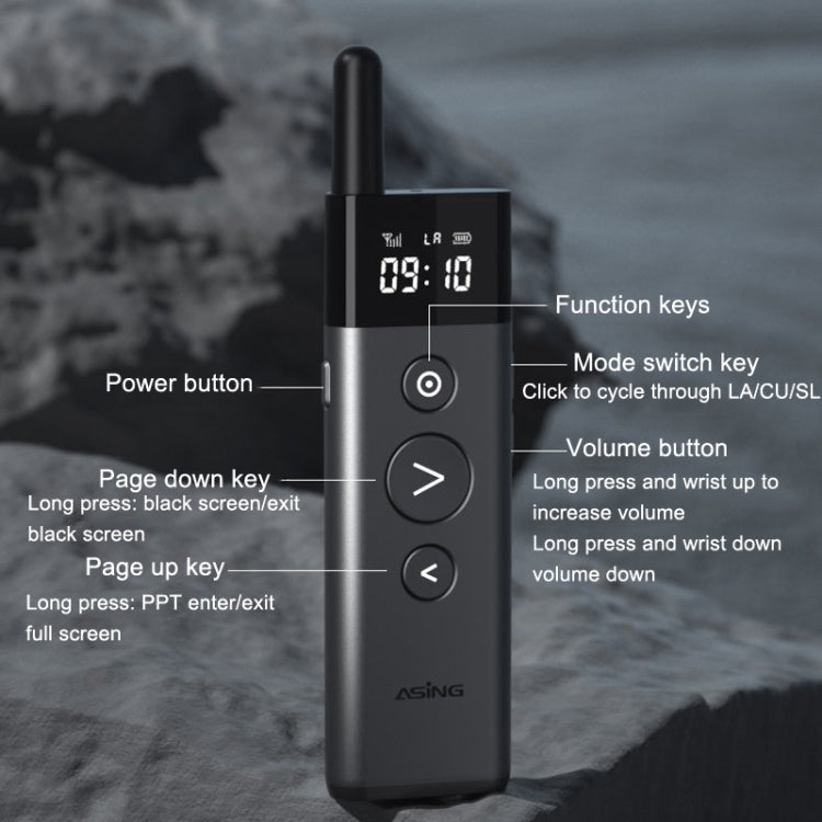 ASiNG A10 Green Light PPT Page Turning Pen Remote Control Presentation Pen, Capacity: 32G (Gray)