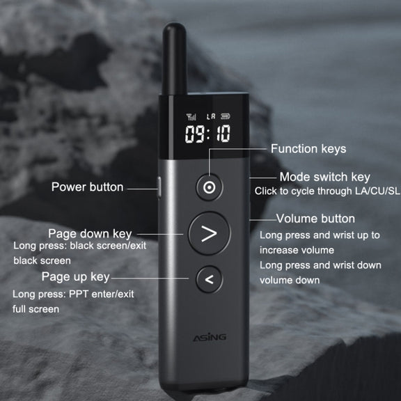 ASiNG A10 Green Light PPT Page Turning Pen Remote Control Presentation Pen, Capacity: 32G (Gray)