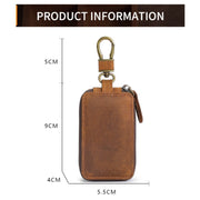 TP-9032 First Layer Cowhide Multifunctional Double Zipper Car Key Case(Brown)