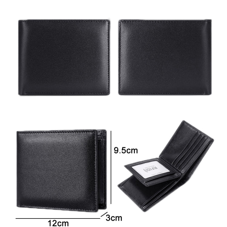 TP-215 Leather RFID Anti-theft Tri-fold Short Wallet(Blue)