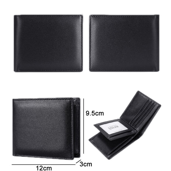 TP-215 Leather RFID Anti-theft Tri-fold Short Wallet(Blue)