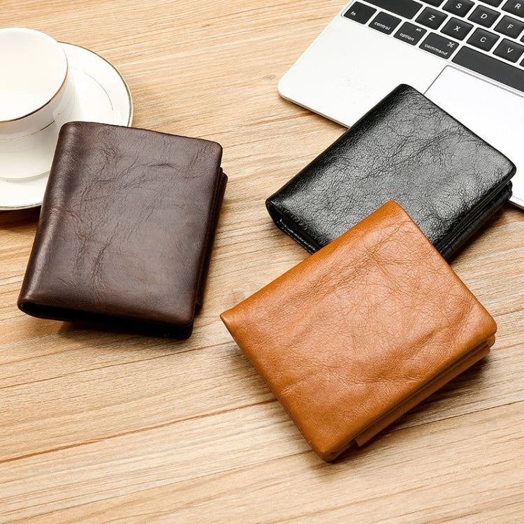 TP-191 RFID Multifunctional Tri-Fold Retro Men Genuine Leather Wallet(Brown)