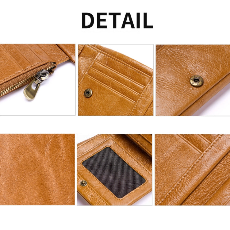 TP-191 RFID Multifunctional Tri-Fold Retro Men Genuine Leather Wallet(Brown)