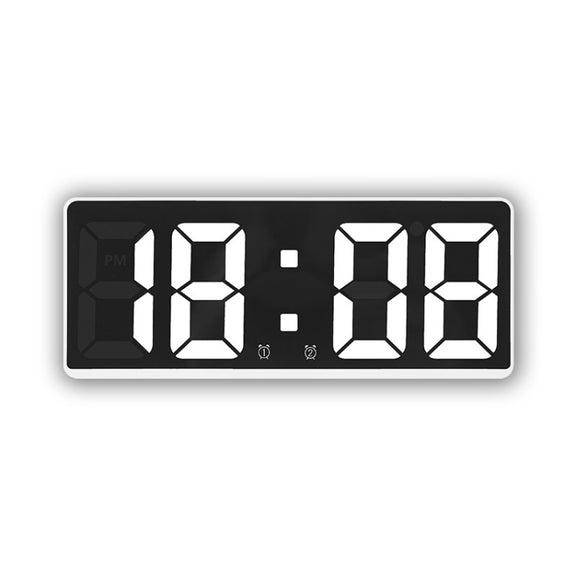 LED Bedside Alarm Clock Battery Plug-In Dual-Purpose Clock(White)