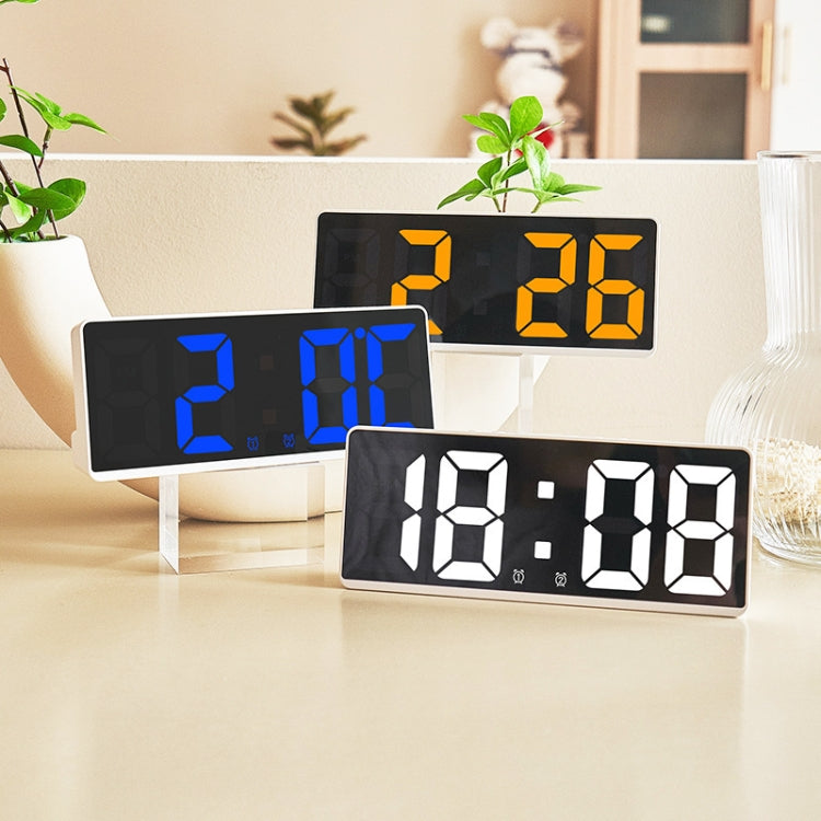 LED Bedside Alarm Clock Battery Plug-In Dual-Purpose Clock(White)
