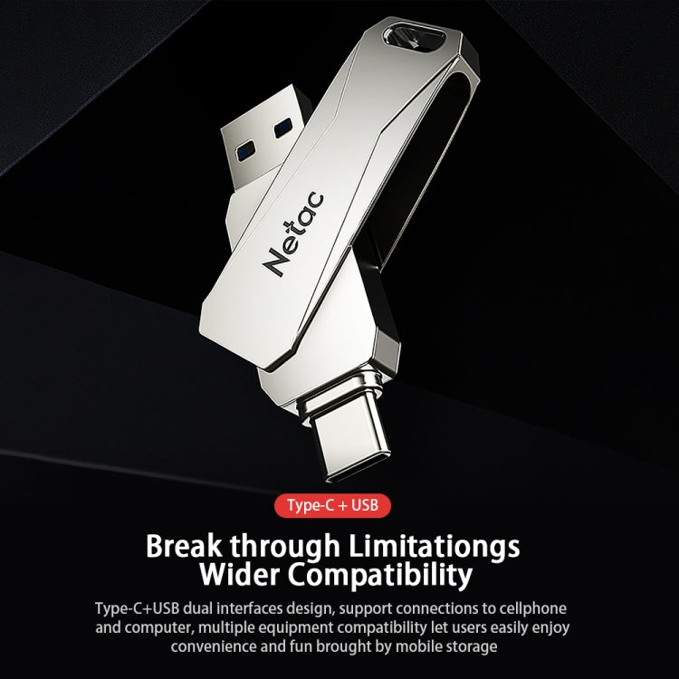 Netac U782C Type-C Dual Interface High-Speed Metal Computer USB Flash Drive, Capacity: 64GB