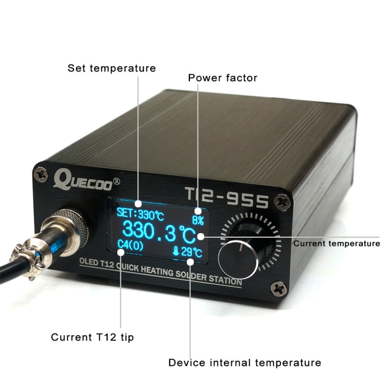 QUECOO 1.3-inch Screen Constant Temperature Soldering Iron, Set: US Plug (955+M8)