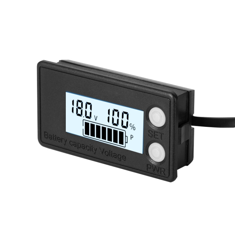 Water-resistant LCD Two-wire Lead-acid Lithium Battery Digital Display Voltage Meter 8-72V (White)