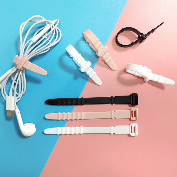 3 Sets 20pcs/Set  Fishbone Silicone Cable Tie Cable Organizer Winder, Color: White
