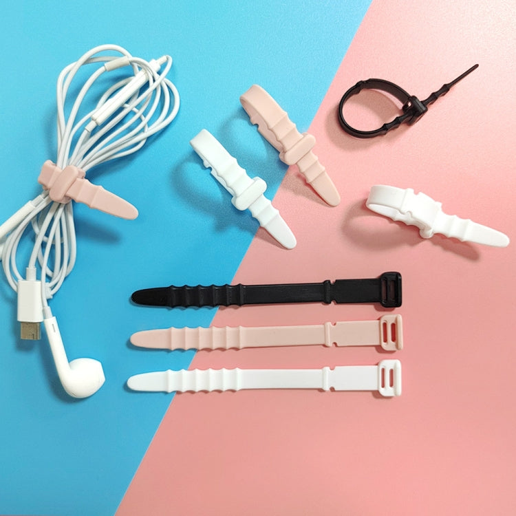 3 Sets 20pcs/Set  Fishbone Silicone Cable Tie Cable Organizer Winder, Color: White Ice Color