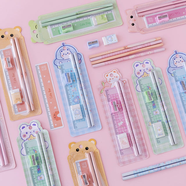 10 Sets Primary School Students Pencil Stationery School Supplies Set(Random Color)