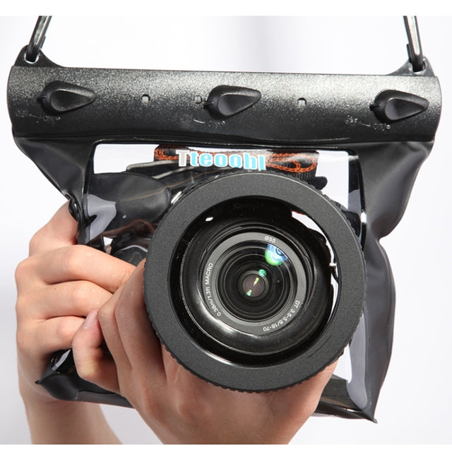Tteoobl  20m Underwater Diving Camera Housing Case Pouch  Camera Water-resistant Dry Bag, Size: L(Black)