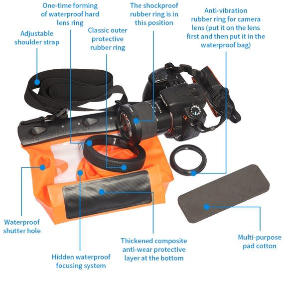 Tteoobl  20m Underwater Diving Camera Housing Case Pouch  Camera Water-resistant Dry Bag, Size: L(Black)