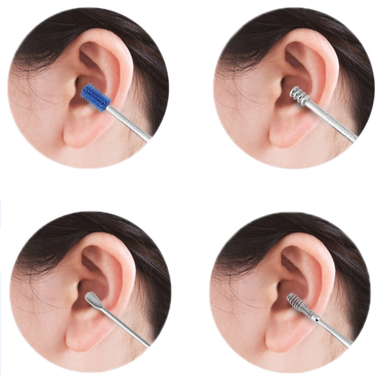 2 Packs Push-Pull Cylinder Storage Ear Scoop Set, Specification: 6 PCS/Set Black