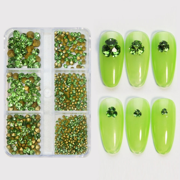2 Sets Nail Art 6 Grid Pointed Bottom Diamond Nail Jewelry, Specification: 02 AB