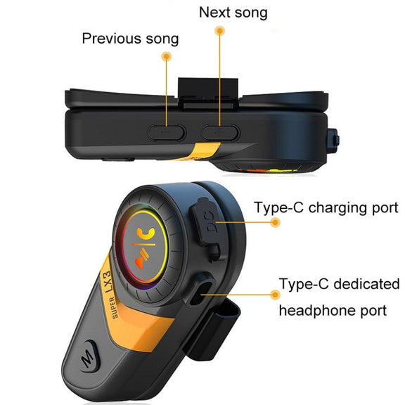 Motorcycle Helmet Call Music Navigation Bluetooth Headset, Color: Red(Soft Pipe Microphone)