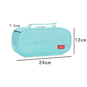 Large Capacity Multi-layer Portable Stationery Bag Canvas Pen Bag(Navy Blue)