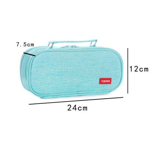 Large Capacity Multi-layer Portable Stationery Bag Canvas Pen Bag(Navy Blue)