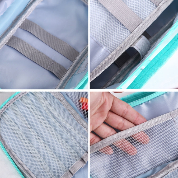 Large Capacity Multi-layer Portable Stationery Bag Canvas Pen Bag(Navy Blue)