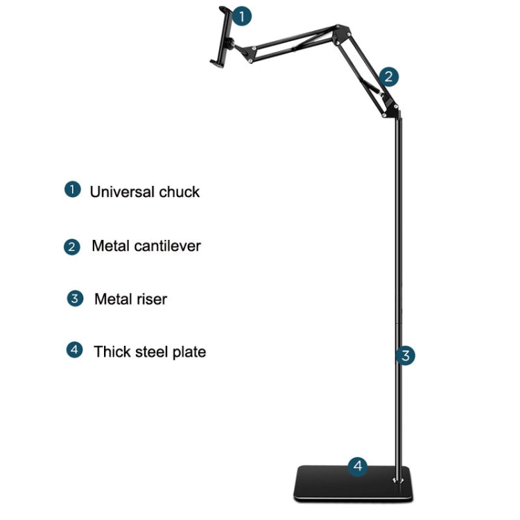 135cm Mobile Phone Tablet Live Broadcast Bedside Lifting Bracket Floor Model (White)