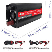 Gurxun 6000W High Power Sine Wave Inverter With Single Digital Display, Specification: 12V-220V