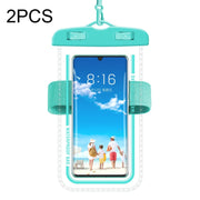 2 PCS Armband Style Transparent Water-resistant Cell Phone Case Swimming Cell Phone Bag(Macaron Blue)