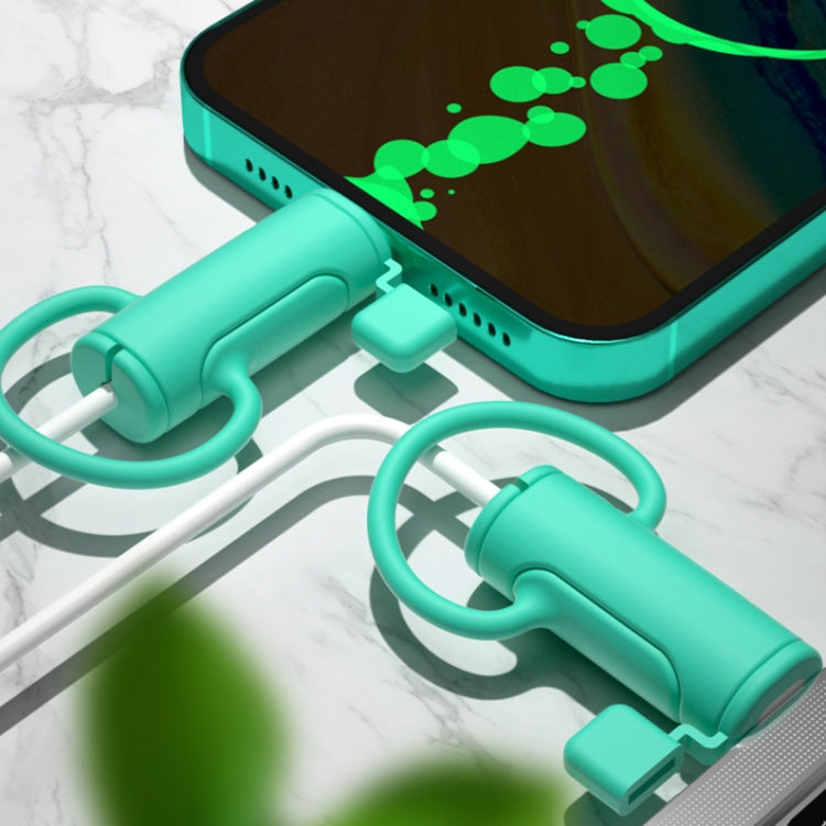 3 PCS Soft Washable Data Cable Silicone Case For Apple, Spec: 8 Pin (Mint Green)