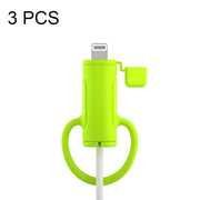3 PCS Soft Washable Data Cable Silicone Case For Apple, Spec: 8 Pin (Mustard Green)