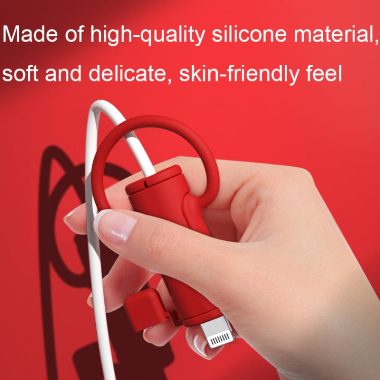 3 PCS Soft Washable Data Cable Silicone Case For Apple, Spec: Type-C (Red)